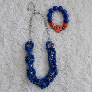 Royal blue necklace and gator bracelet